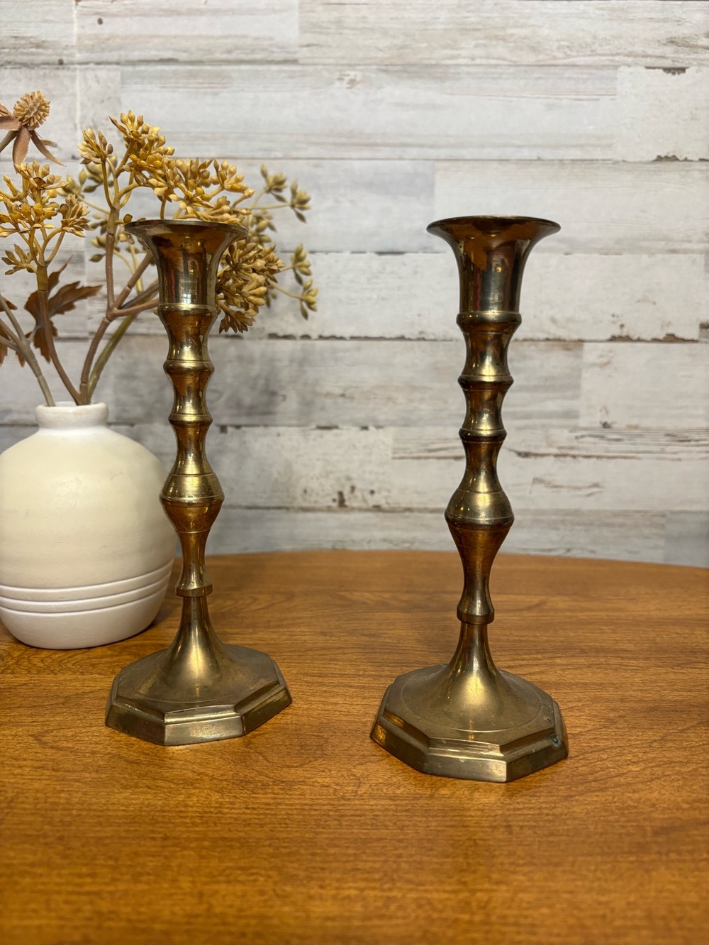 Brass Candlestick Pair - Classic Gold Home Accent